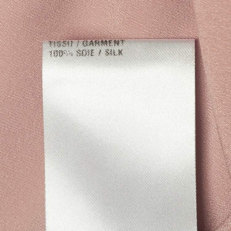 Pre Owned Chloé Peach Silk Layered Long Sleeve Top M