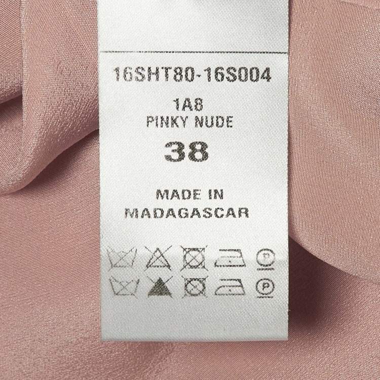 Pre Owned Chloé Peach Silk Layered Long Sleeve Top M