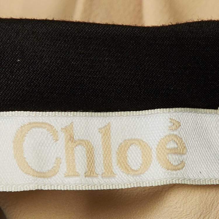 Pre Owned Chloe Beige /Black Crepe Sleeveless Mini Dress S