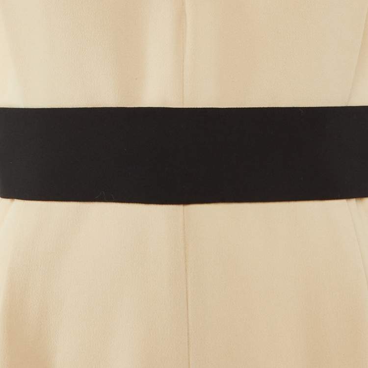 Pre Owned Chloe Beige /Black Crepe Sleeveless Mini Dress S