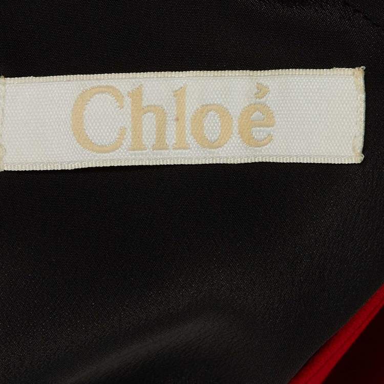Pre Owned Chloe Red Wool Full Sleeve Mini Dress M