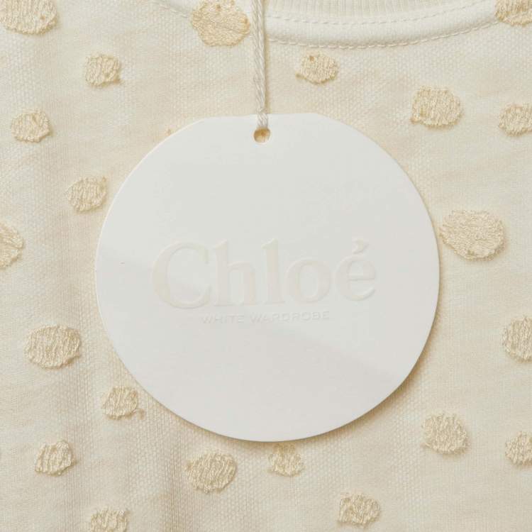 Pre Owned Chloé Off White Cotton & Tulle Top  S