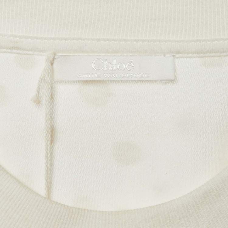 Pre Owned Chloé Off White Cotton & Tulle Top  S