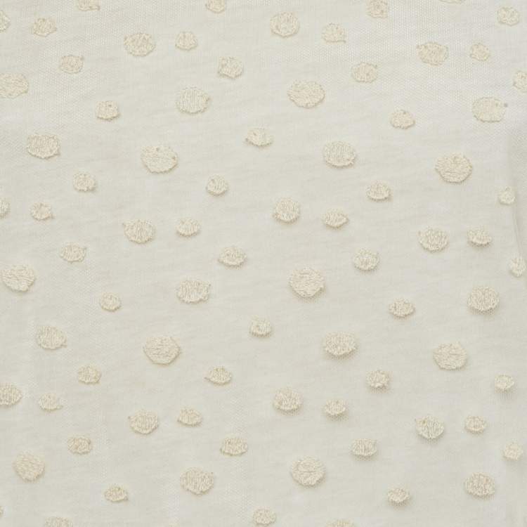 Pre Owned Chloé Off White Cotton & Tulle Top  S