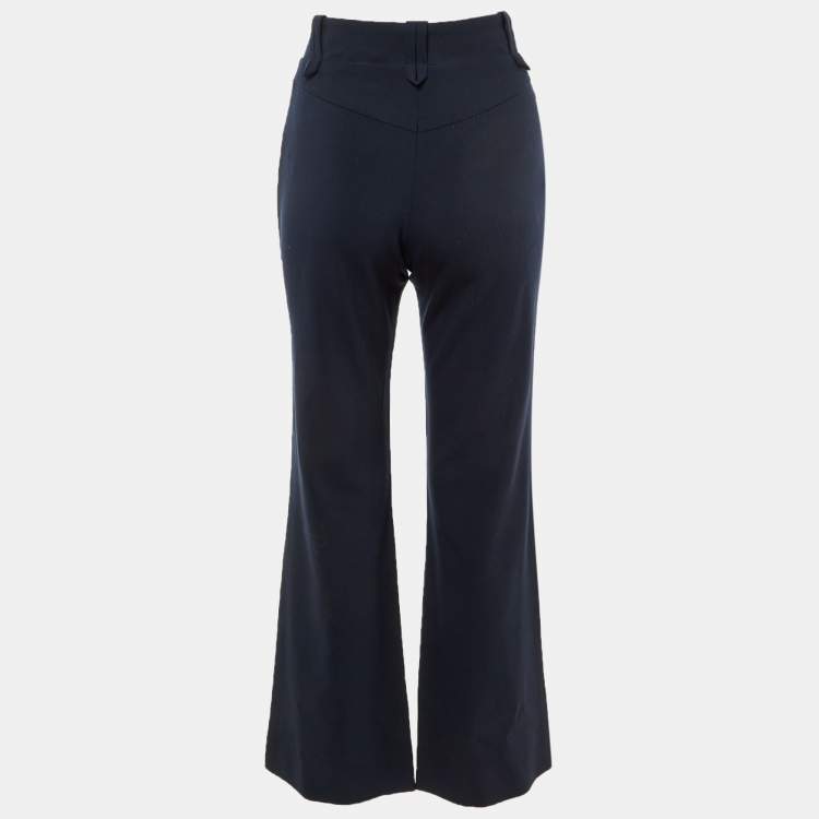Pre Owned Chloe Navy Blue Wool Flared Trousers M