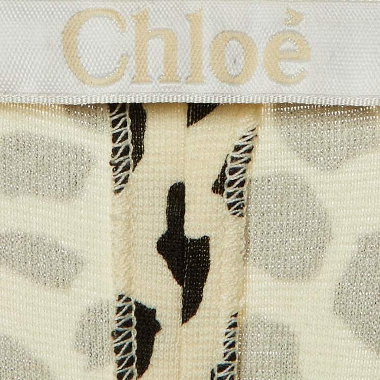 Pre Owned Chloe Cream/Black Leopard Print Jersey Top S