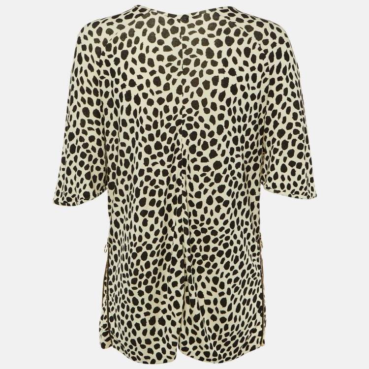 Pre Owned Chloe Cream/Black Leopard Print Jersey Top S
