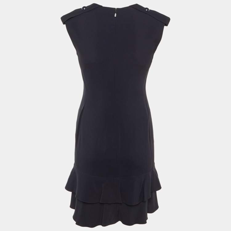 Pre Owned Chloe Navy Blue Crepe Flounced Sleeveless Dress S