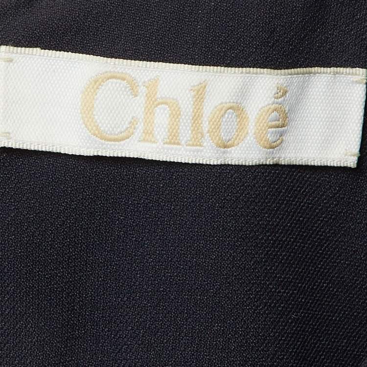 Pre Owned Chloe Navy Blue Crepe Flounced Sleeveless Dress S
