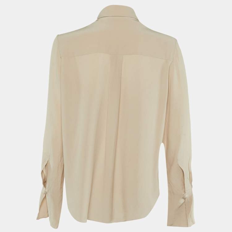 Pre Owned Chloe Beige Silk Button Front Blouse L