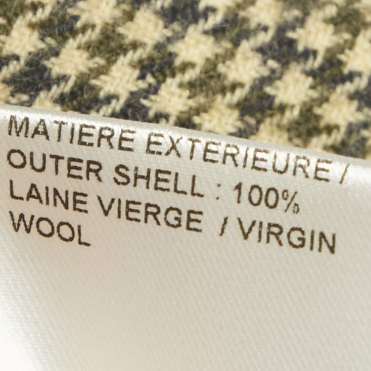 Pre Owned Chloe Beige/Green Houndstooth Wool Knot Detail Asymmetric Skirt S 