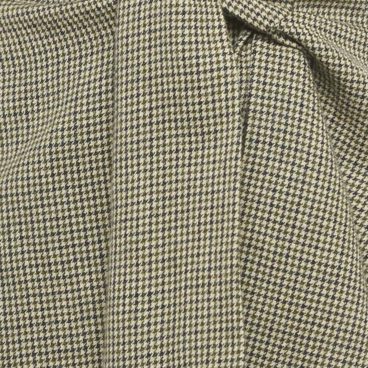 Pre Owned Chloe Beige/Green Houndstooth Wool Knot Detail Asymmetric Skirt S 