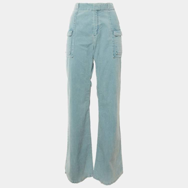 Pre Owned Chloe Blue Corduroy Cargo Trousers M