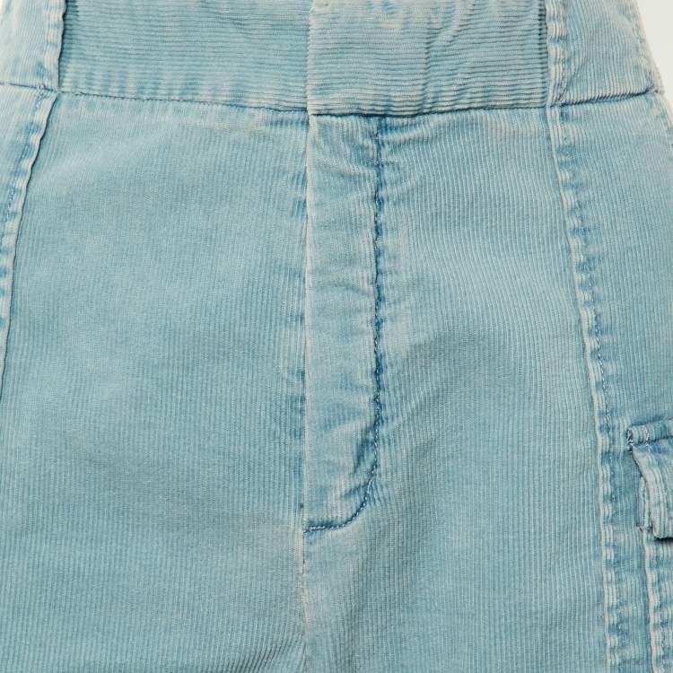 Pre Owned Chloe Blue Corduroy Cargo Trousers M