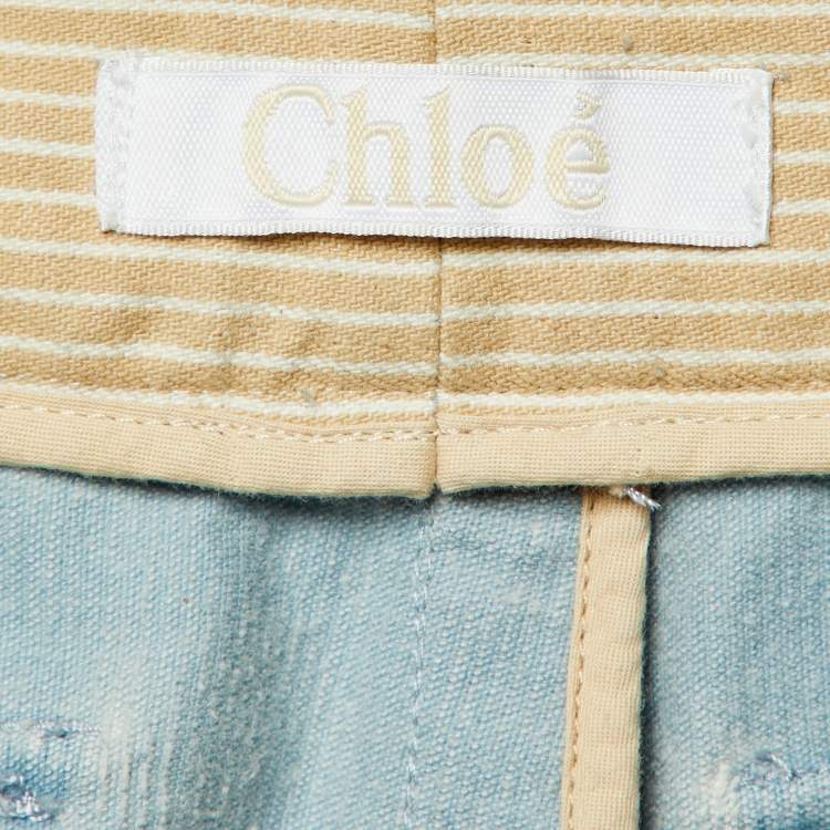 Pre Owned Chloe Blue Corduroy Cargo Trousers M