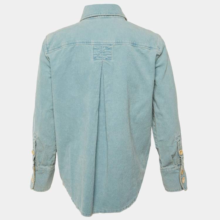 Pre Owned Chloe Blue Corduroy Front pocket Detail Shirt M