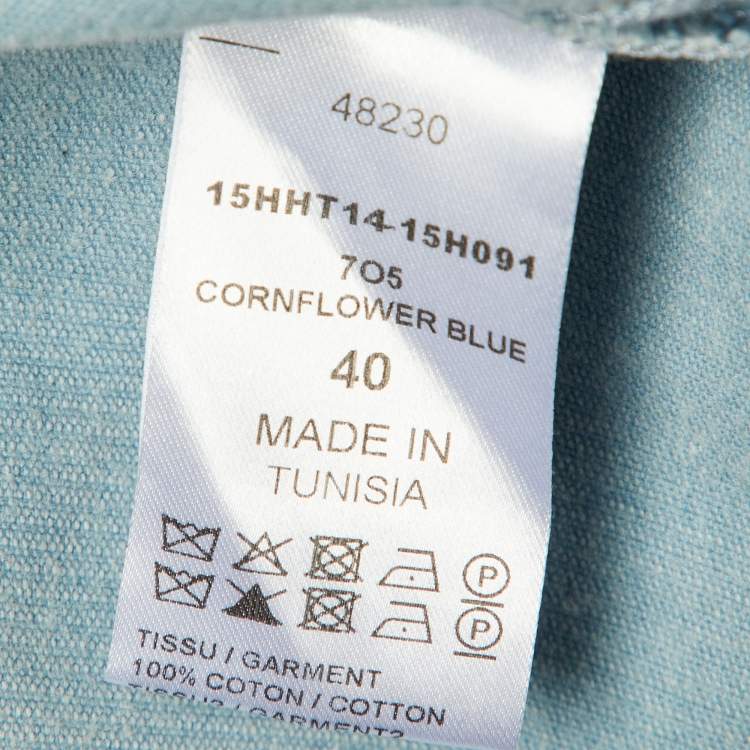 Pre Owned Chloe Blue Corduroy Front pocket Detail Shirt M