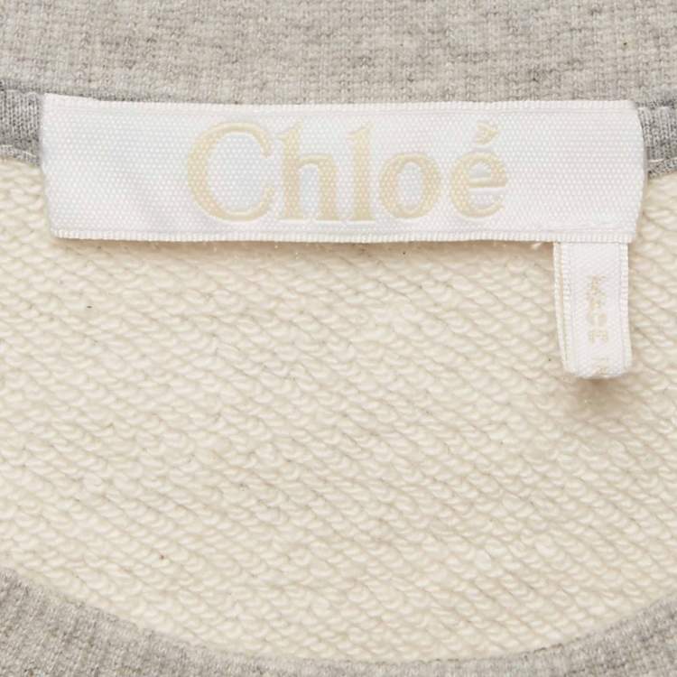 مملوكة مسبقًا Chloe Grey Logo Print Cotton Melange Crew Neck Sweatshirt M