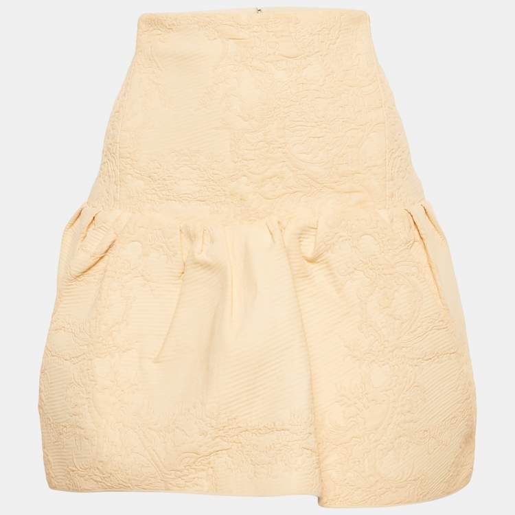مملوكة مسبقًا Chloé Pansy Pink Jacquard Flounce Mini Skirt M