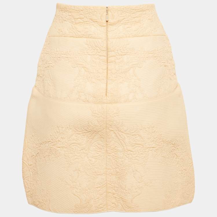 مملوكة مسبقًا Chloé Pansy Pink Jacquard Flounce Mini Skirt M