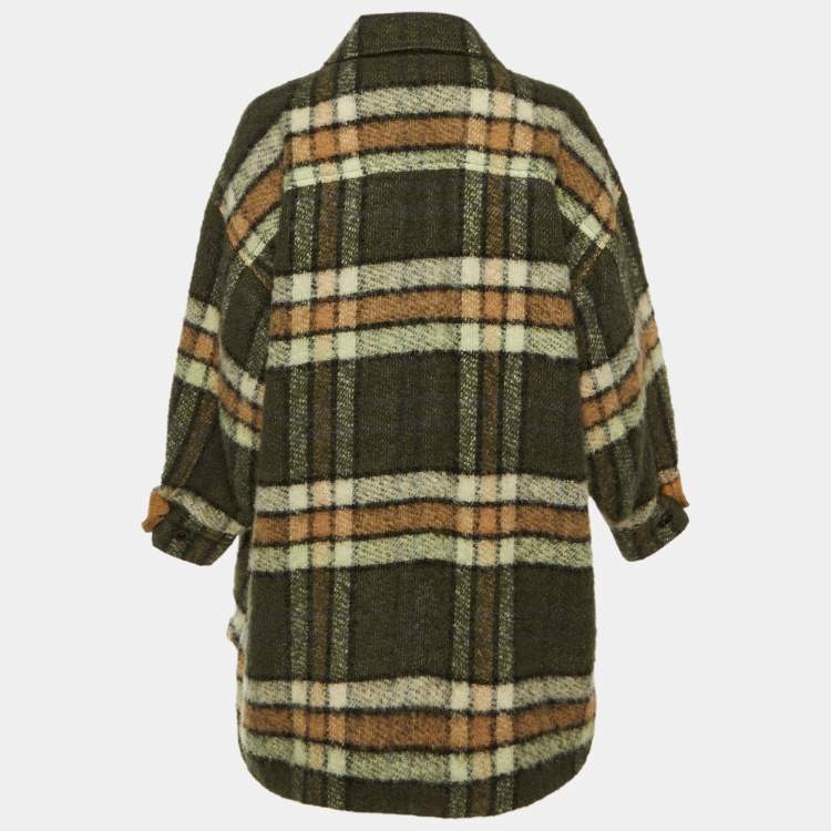 Pre Owned Chloe Green Checkered Wool Blend Oversize Jacket S