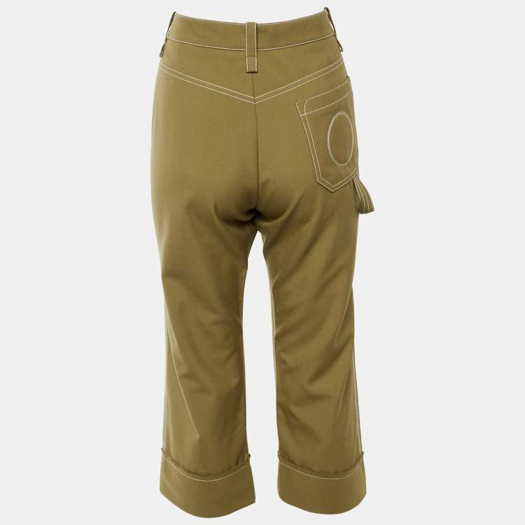 Pre Owned Chloe Khaki Wool Blend Cuffed Capri Pants M