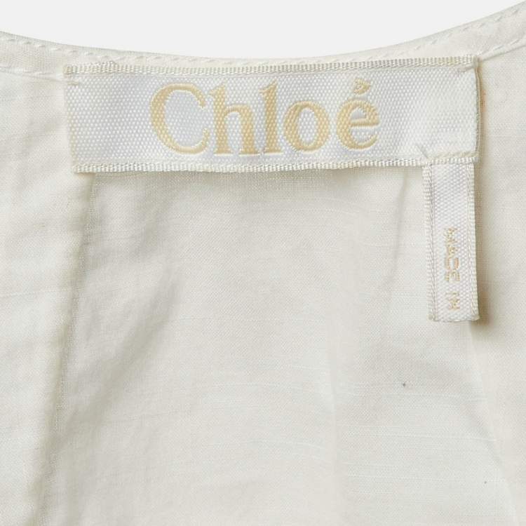 مملوكة مسبقًا Chloe White Cotton Tie Detail Bustier Top M