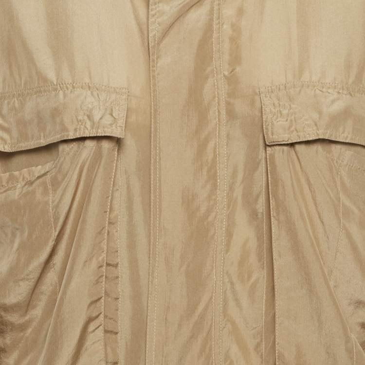 Pre Owned Chloé Beige Silk Zip Front Jacket L