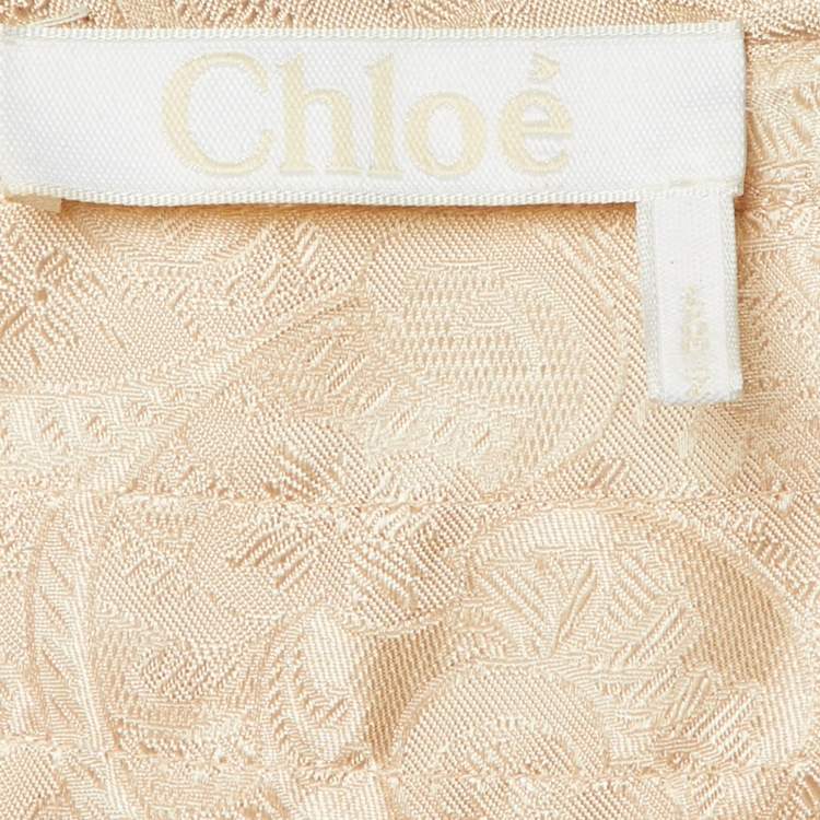 Pre Owned Chloe Pale Pink Paisley Pattern Silk Asymmetric Blouse M