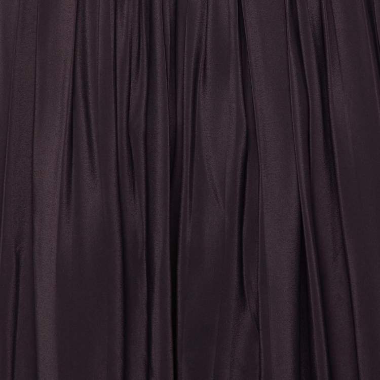 Pre Owned Chloé Dark Purple Crepe Pleated Strapless Mini Dress M