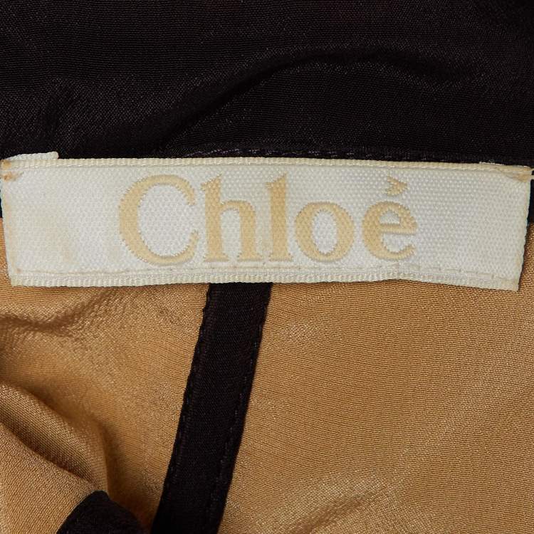 Pre Owned Chloé Dark Purple Crepe Pleated Strapless Mini Dress M