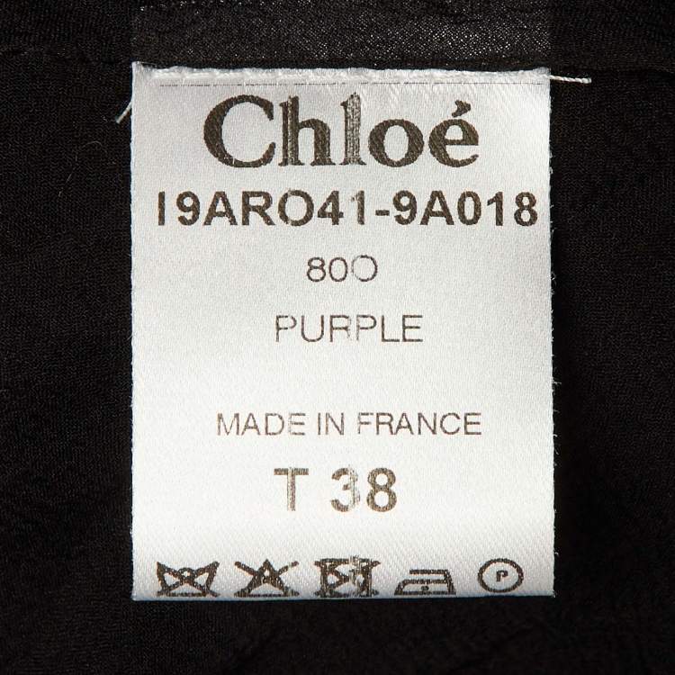 Pre Owned Chloé Dark Purple Crepe Pleated Strapless Mini Dress M