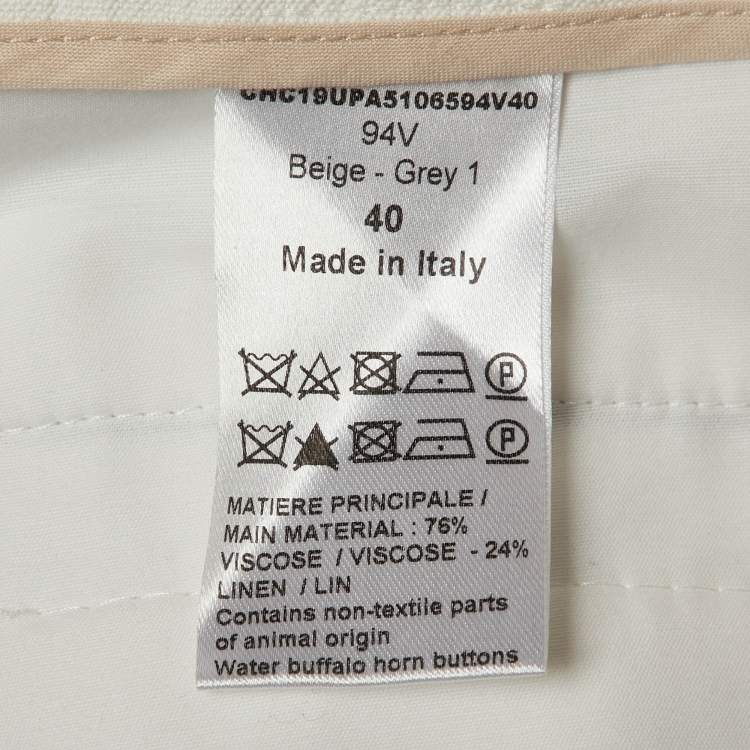 مملوكة مسبقًا Chloe Grey /Beige Crepe Blend Wide Leg Trousers M 