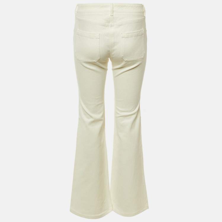 Pre Owned Chloe White Crushed Denim Crossover Jeans M Waist 28"