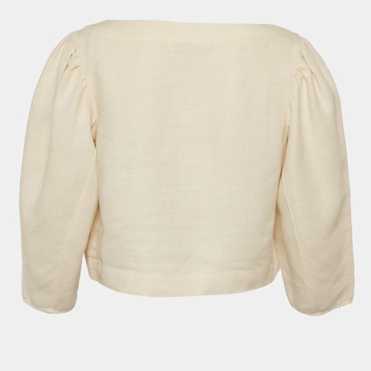 مملوكة مسبقًا Chloe Beige Linen Top M