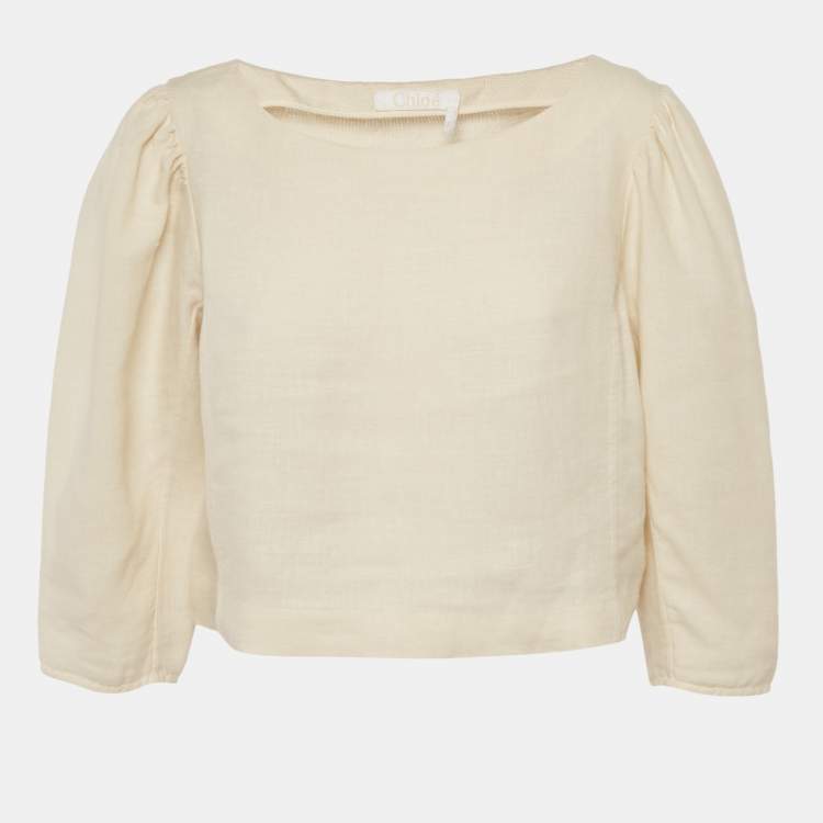 مملوكة مسبقًا Chloe Beige Linen Top M