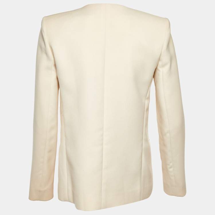 Pre Owned Chloe Cream Wool Scalloped Double Breasted Blazer S