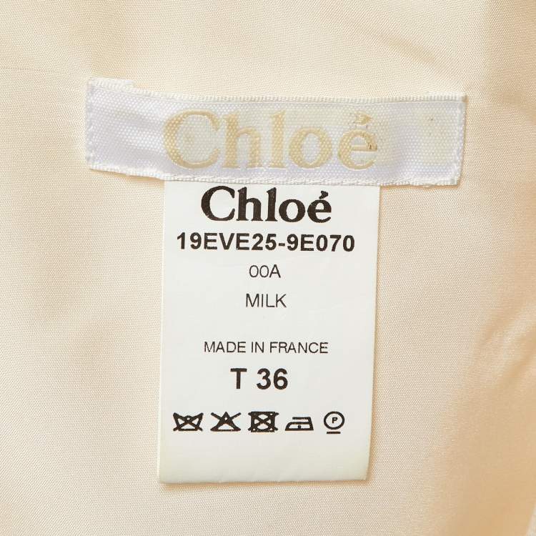 Pre Owned Chloe Cream Wool Scalloped Double Breasted Blazer S