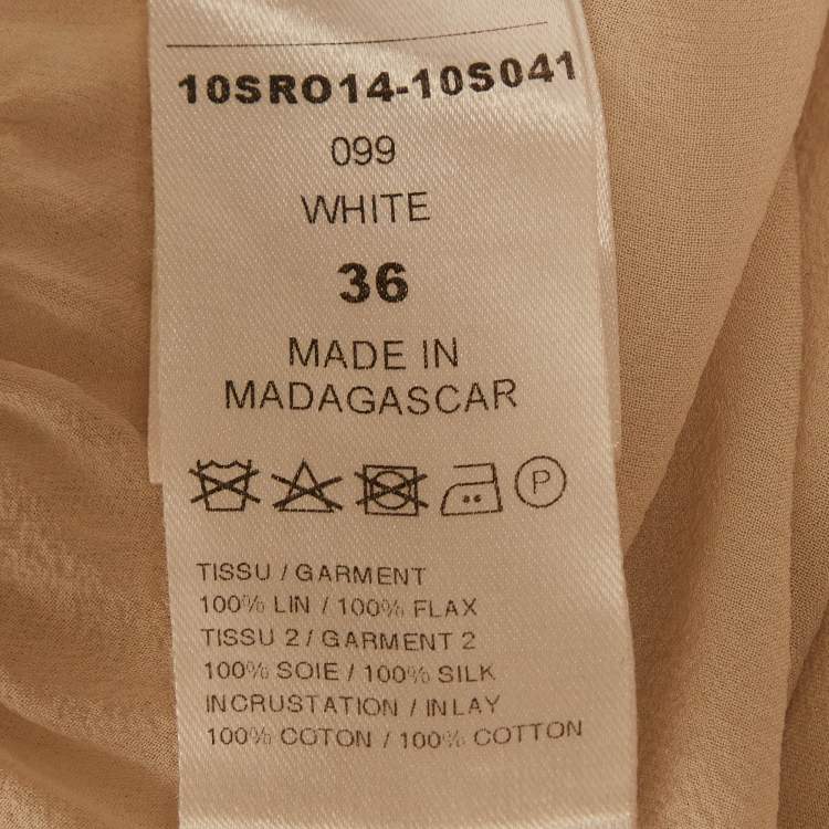 مملوكة مسبقًا Chloe Cream Pintucked Linen Lace Panelled Maxi Dress S