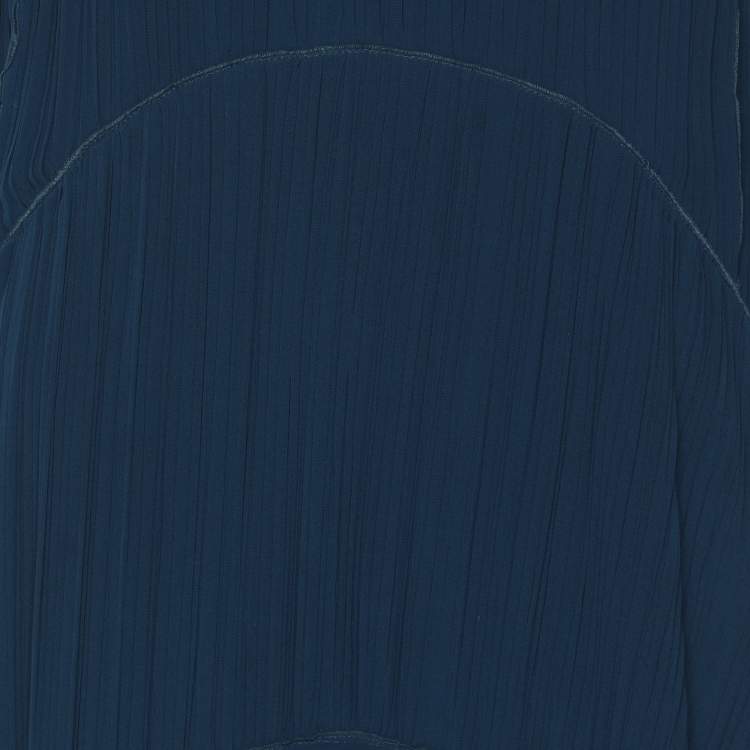 مملوكة مسبقًا Chloe Blue Chiffon Pleated Ruffle Maxi Dress M