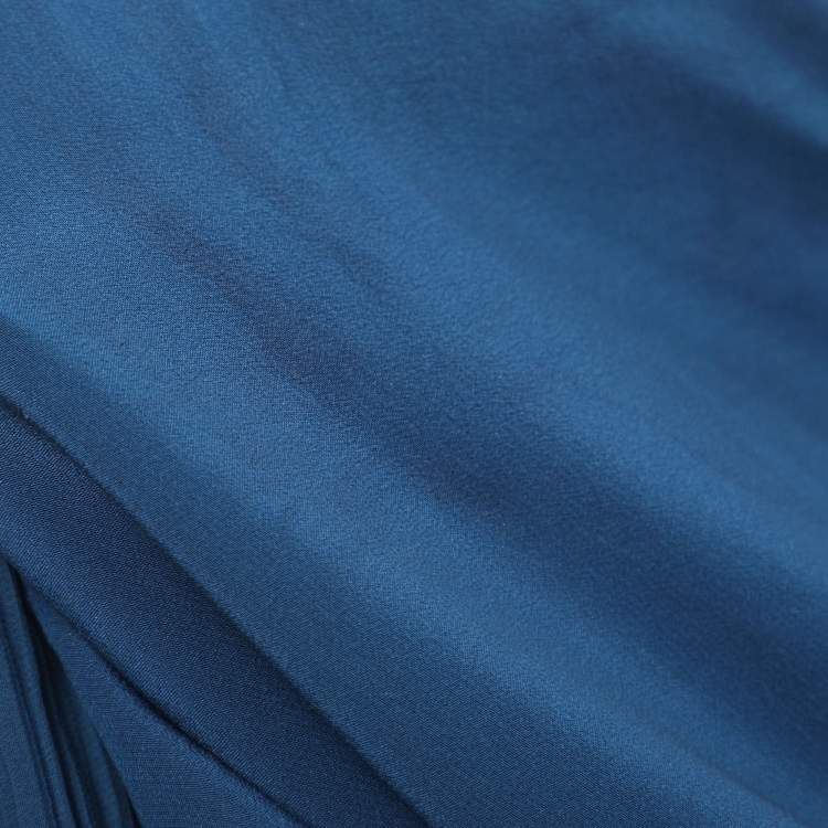 مملوكة مسبقًا Chloe Blue Chiffon Pleated Ruffle Maxi Dress M