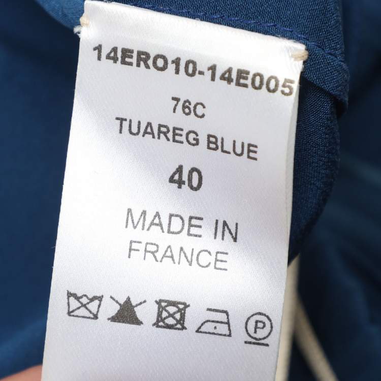 مملوكة مسبقًا Chloe Blue Chiffon Pleated Ruffle Maxi Dress M