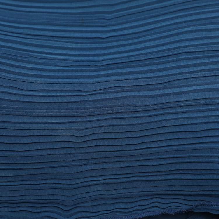 مملوكة مسبقًا Chloe Blue Chiffon Pleated Ruffle Maxi Dress M