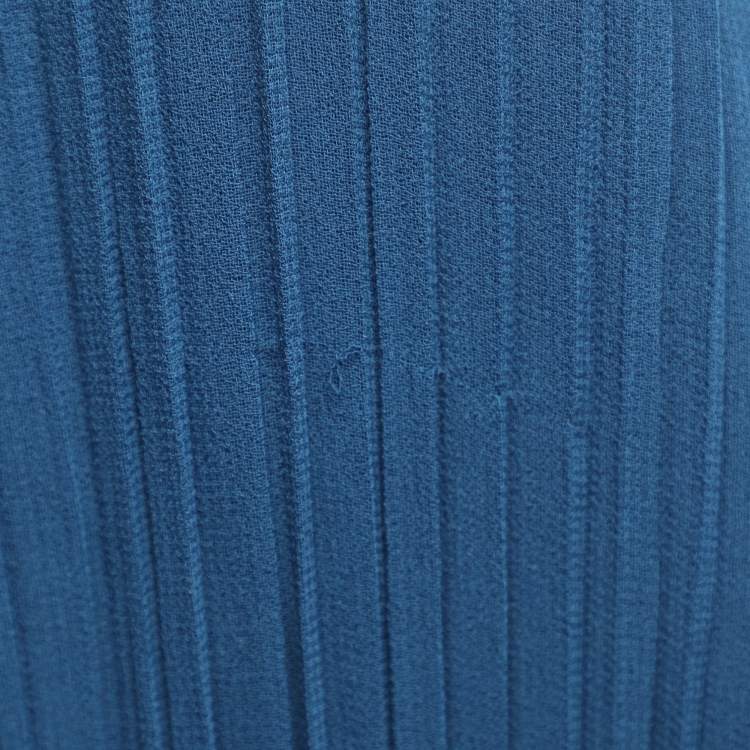 مملوكة مسبقًا Chloe Blue Chiffon Pleated Ruffle Maxi Dress M