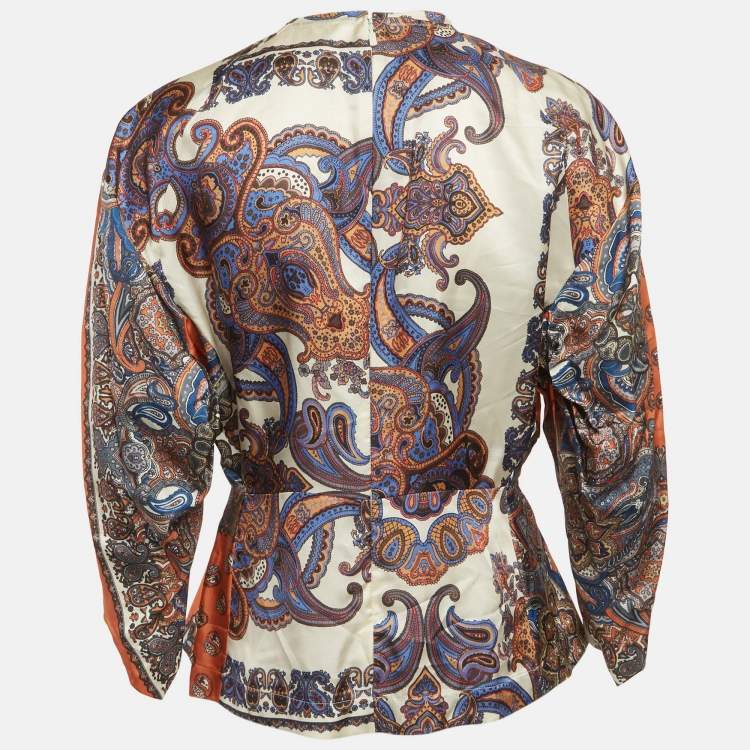Pre Owned Chloe Multicolor Printed Crepe Blouse M