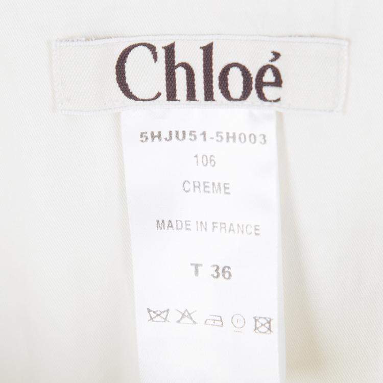 مملوكة مسبقًا Chloe Cream Lace Insert Pleated Silk Midi Skirt S