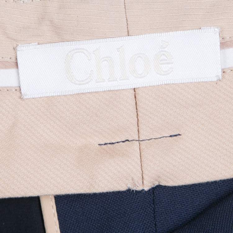 Pre Owned Chloe Navy Blue Wool Flared Bottom Pants S