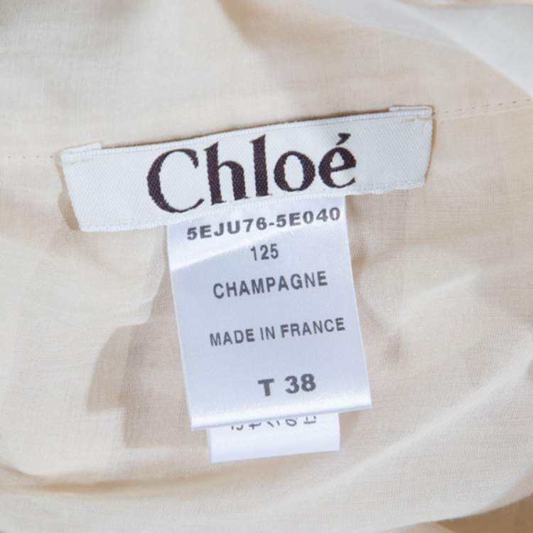 Pre Owned Chloe Champagne Cotton Satin Trim Detail Pleated Wrap Skirt M
