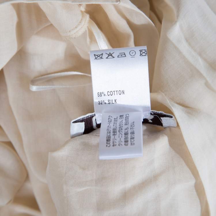 Pre Owned Chloe Champagne Cotton Satin Trim Detail Pleated Wrap Skirt M