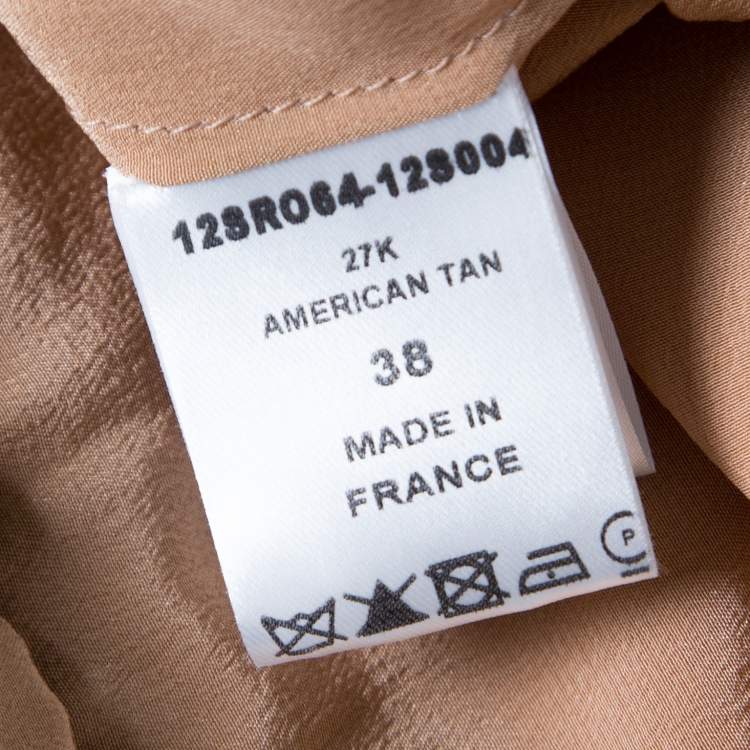 Pre Owned Chloe American Tan Crepe Silk Ruffled Sleeveless Billowy Dress M